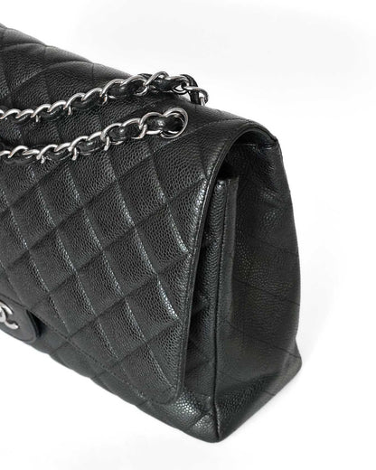 Chanel Black Caviar Maxi Single Flap Bag (circa 2010)