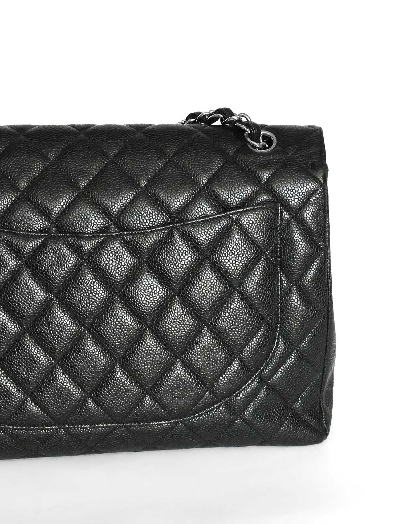 Chanel Black Caviar Maxi Single Flap Bag (circa 2010)
