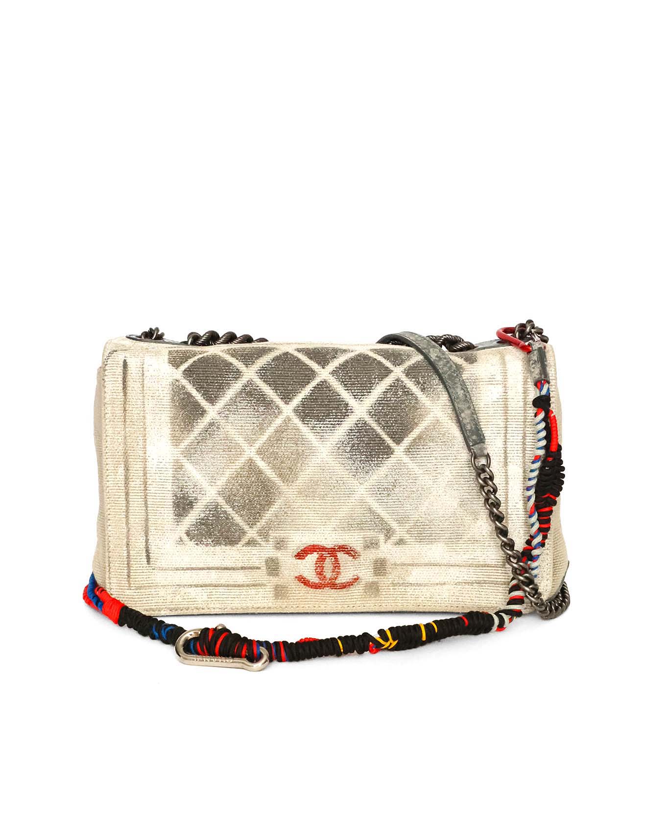 Chanel SS14 Artclass Graffiti Trompe L'oeil Medium Boy Bag front view | Elegance du Luxe