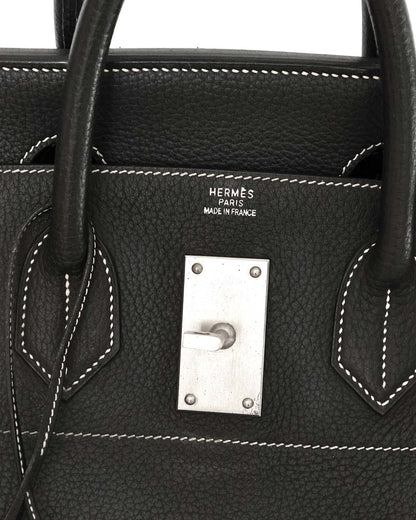 Hermès HAC 55 Black Noir with Rare Brushed Palladium Hardware | Elegance du Luxe