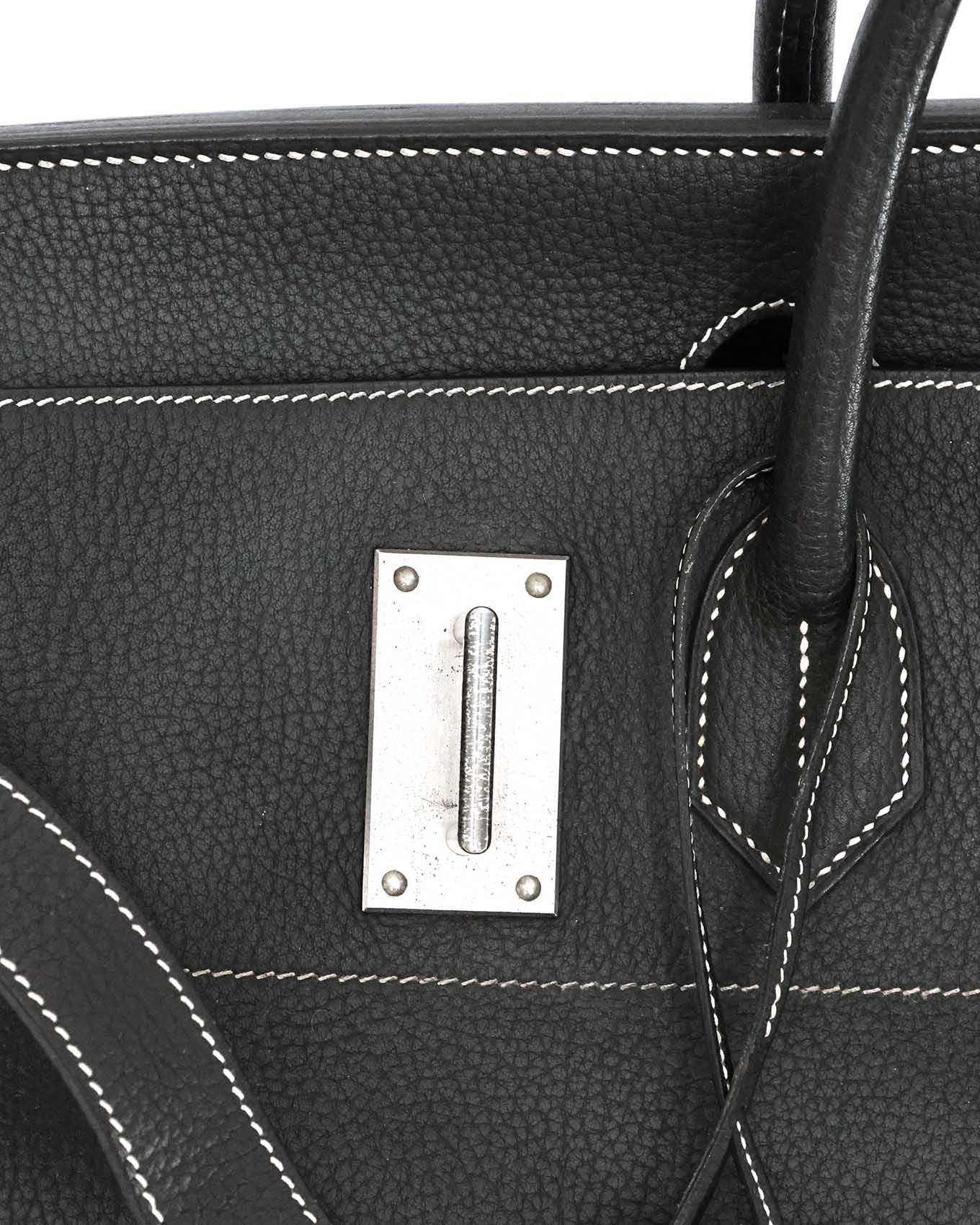Hermès HAC Haut à Courroies 55 Schwarz Ardennes Gebürstetes Palladium 2004