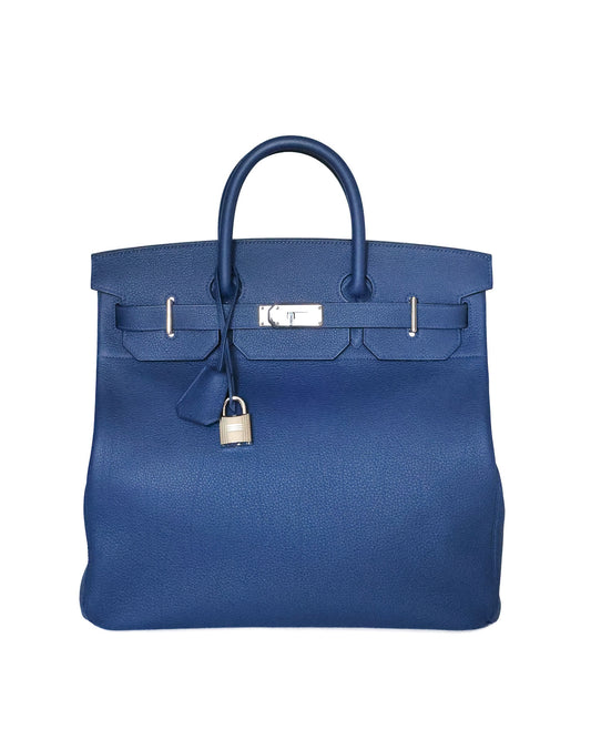 Hermès HAC Haut à Courroies 40 Bleu Sapphire Togo Leather Front View