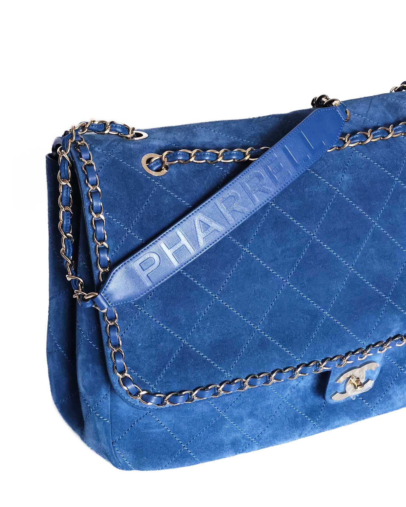 Chanel x Pharrell Williams Blue Suede XXL Classic Flap Bag Chanel