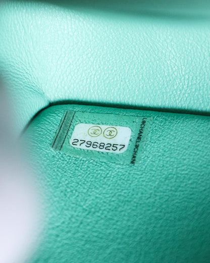 Chanel Mini Rectangular Classic Flap Bag Green Multicolor Tweed 2019 Chanel