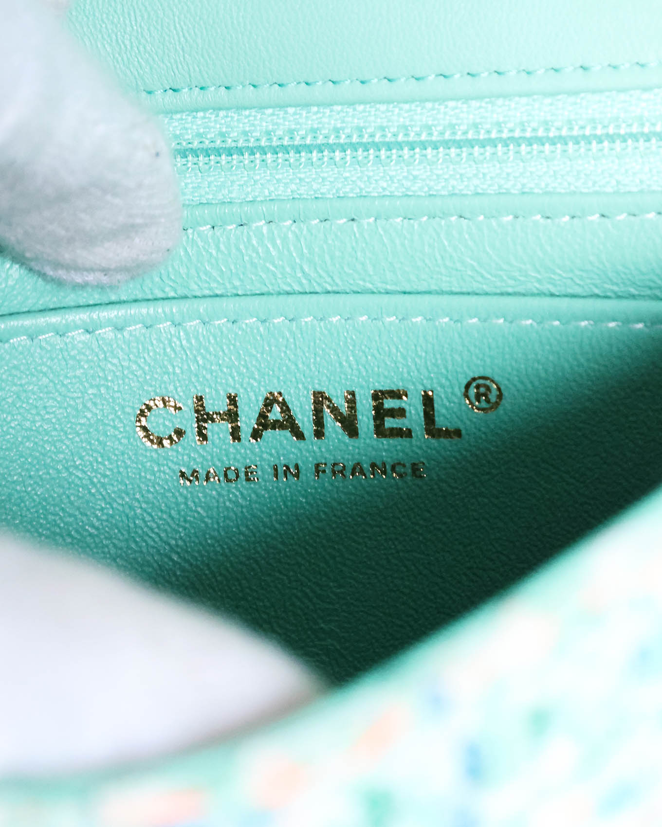 Chanel Mini Rectangular Classic Flap Bag Green Multicolor Tweed 2019 Chanel