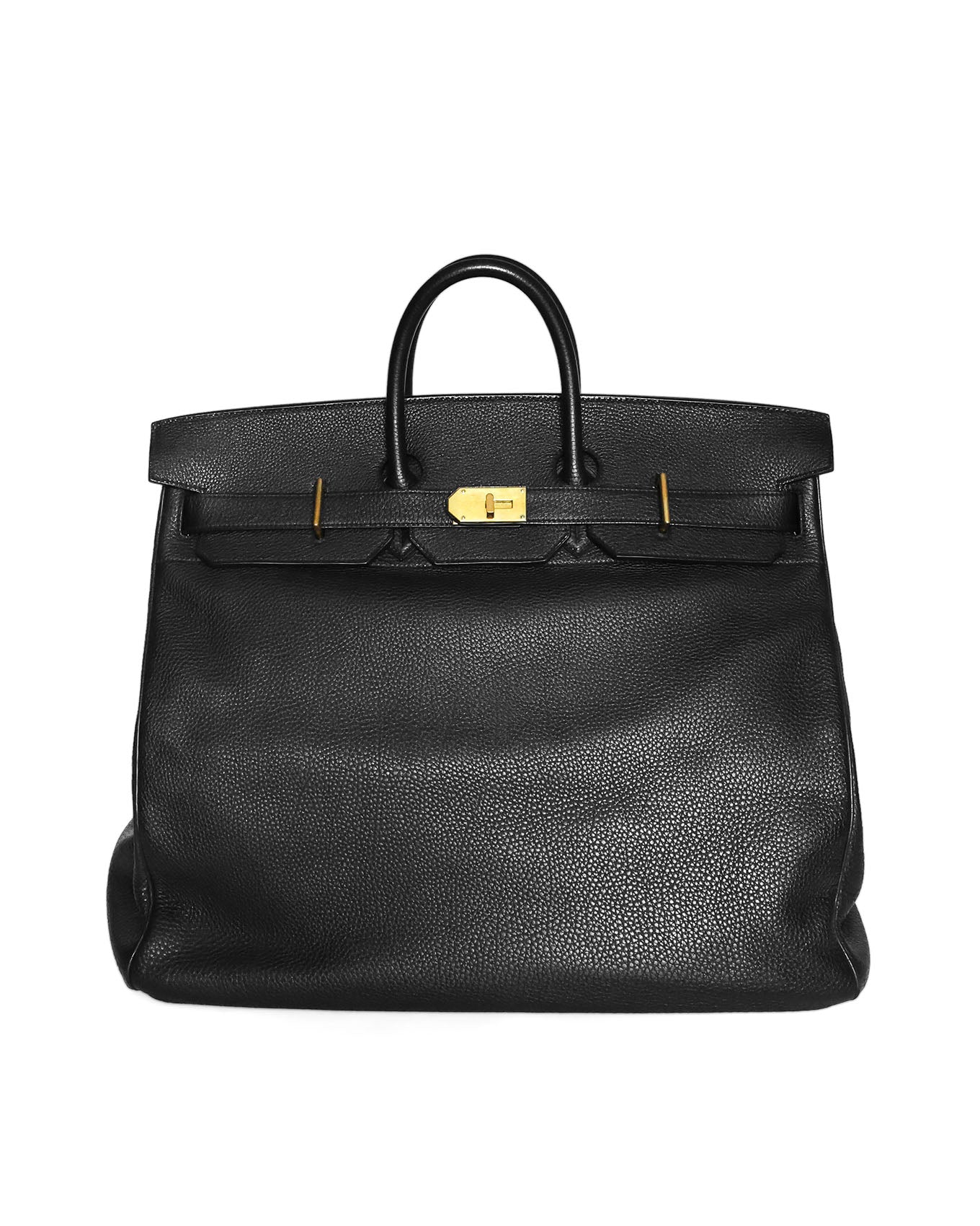 Hermès HAC 50 Black Togo gold hardware front view
