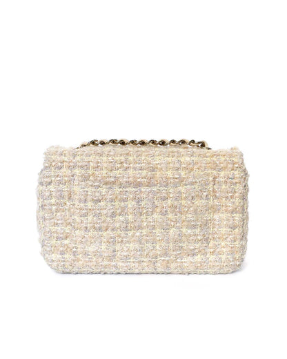 Chanel Mini Rectangular Classic Flap Bag Beige Tweed 2024 Chanel