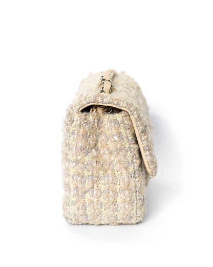 Chanel Mini Rectangular Classic Flap Bag Beige Tweed 2024 Chanel