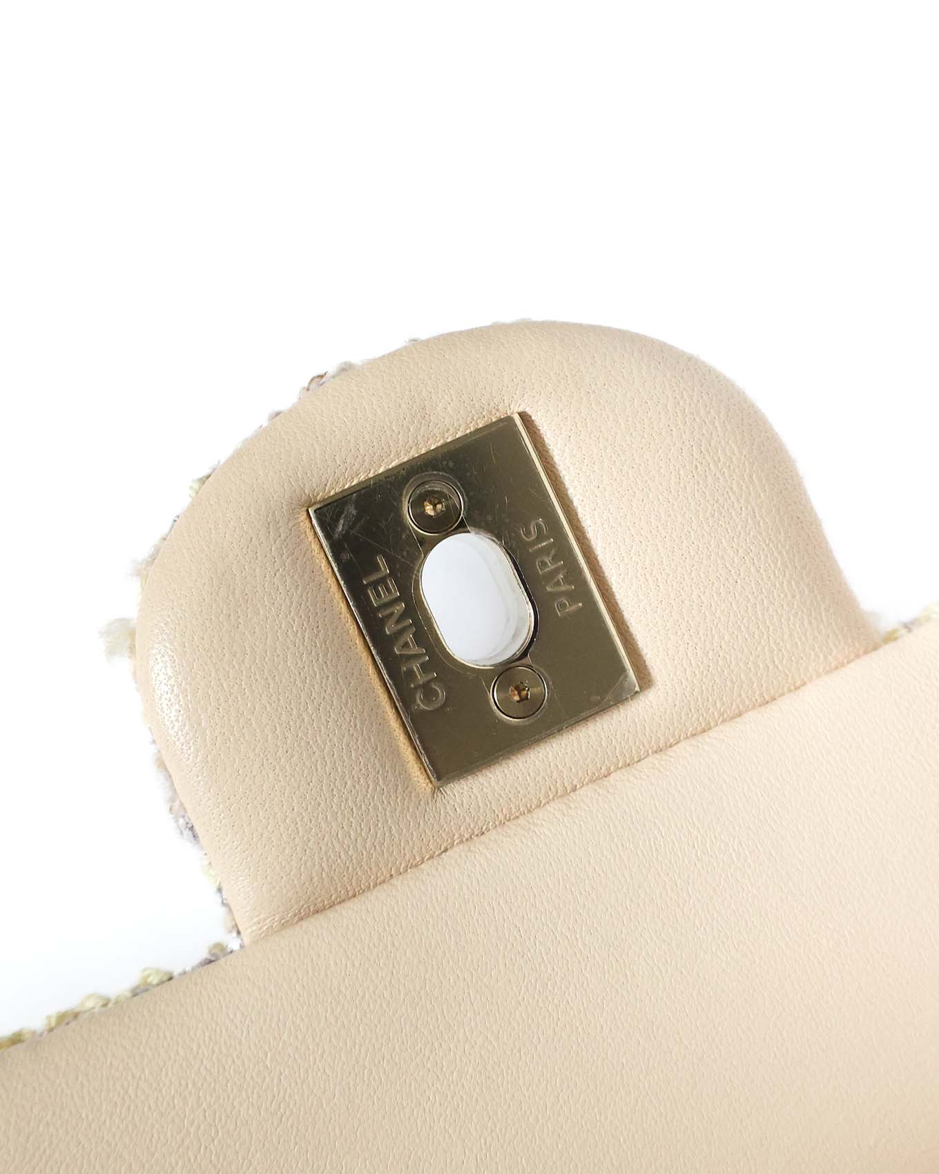 Chanel Mini Rectangular Classic Flap Bag Beige Tweed 2024 Chanel