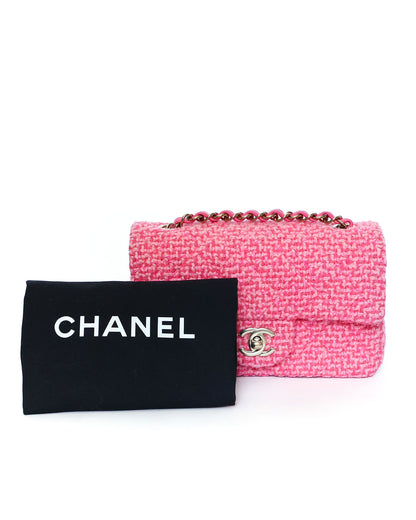 Chanel Mini Classic Flap Pink Knit 2022 Chanel
