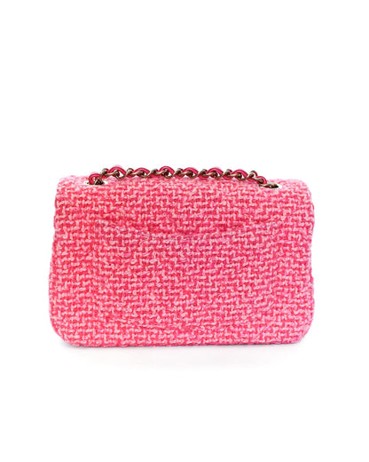 Chanel Mini Classic Flap Pink Knit 2022 Chanel