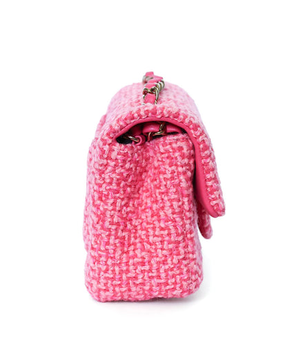 Chanel Mini Classic Flap Pink Knit 2022 Chanel