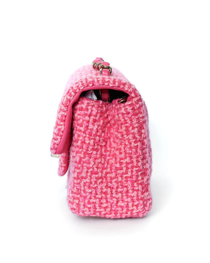 Chanel Mini Classic Flap Pink Knit 2022 Chanel