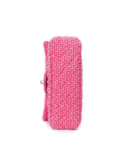 Chanel Mini Classic Flap Pink Knit 2022 Chanel