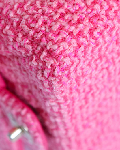 Chanel Mini Classic Flap Pink Knit 2022 Chanel
