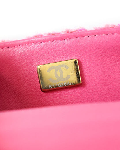 Chanel Mini Classic Flap Pink Knit 2022 Chanel
