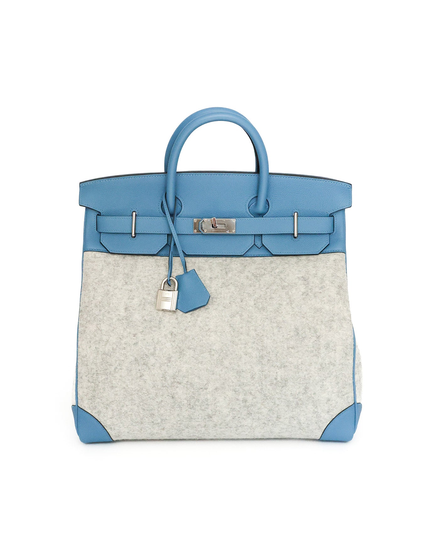 Hermès HAC Haut à Courroies 40 Bleu Paradis Togo and Grey Feutre 2017