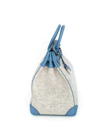 Hermès HAC Haut à Courroies 40 Bleu Paradis Togo and Grey Feutre 2017