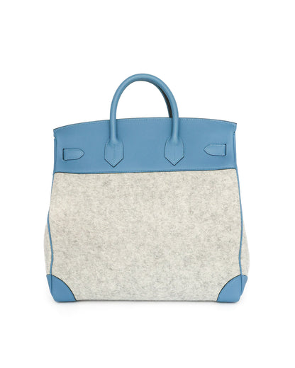 Hermès HAC Haut à Courroies 40 Bleu Paradis Togo and Grey Feutre 2017