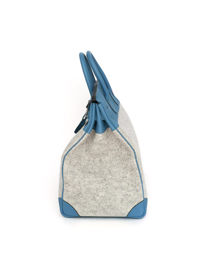 Hermès HAC Haut à Courroies 40 Bleu Paradis Togo and Grey Feutre 2017