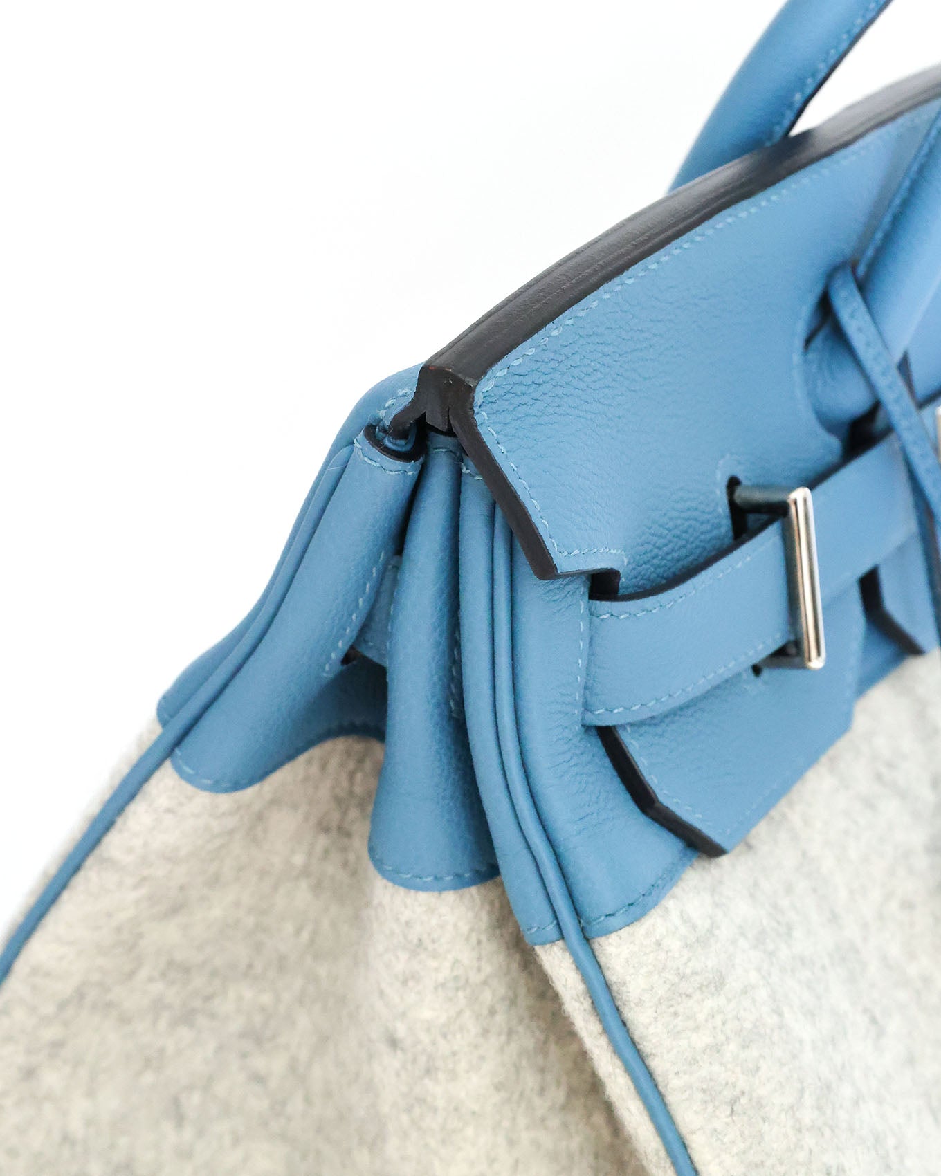 Hermès HAC Haut à Courroies 40 Bleu Paradis Togo and Grey Feutre 2017