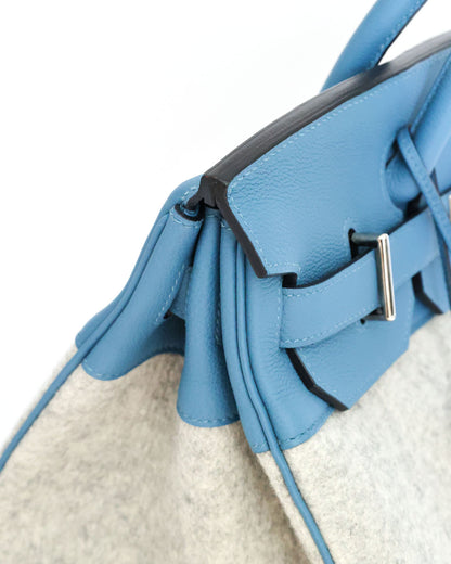 Hermès HAC Haut à Courroies 40 Bleu Paradis Togo and Grey Feutre 2017