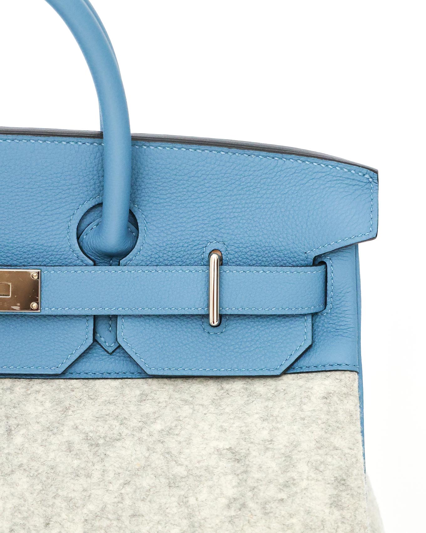 Hermès HAC Haut à Courroies 40 Bleu Paradis Togo and Grey Feutre 2017