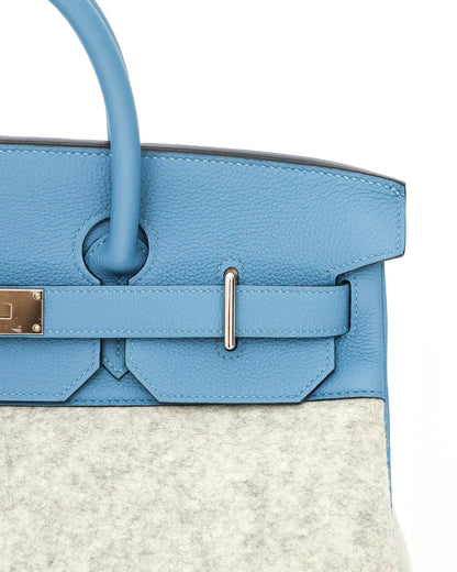 Hermès HAC Haut à Courroies 40 Bleu Paradis Togo and Grey Feutre 2017