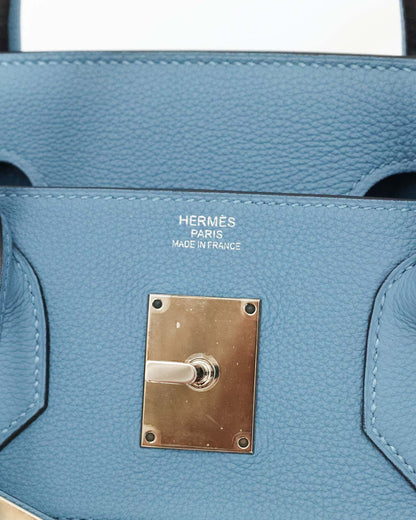 Hermès HAC Haut à Courroies 40 Bleu Paradis Togo and Grey Feutre 2017
