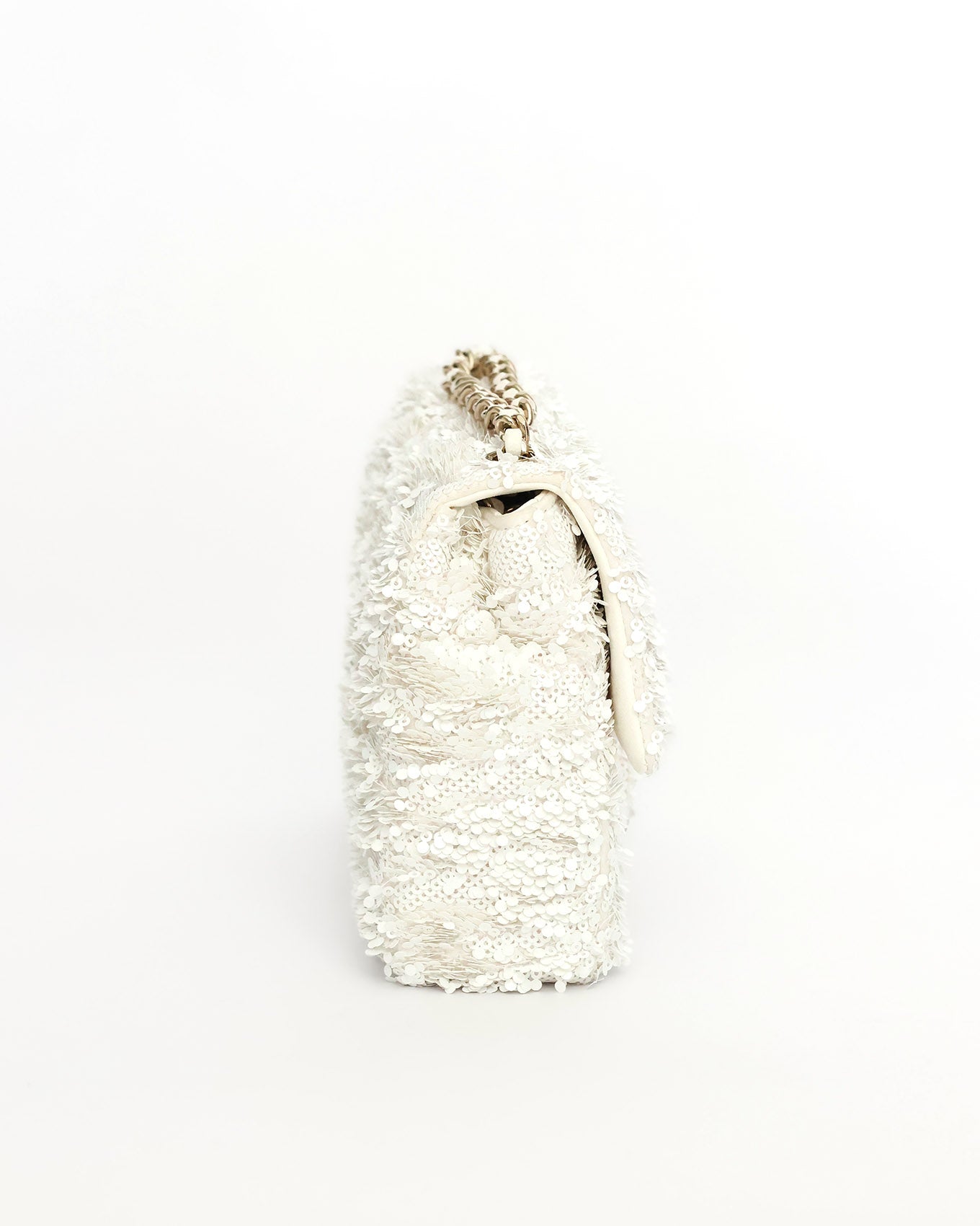 Chanel White Sequins Mini Flap Bag with Light Gold Hardware 2023