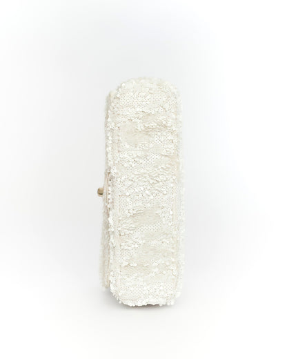 Chanel White Sequins Mini Flap Bag with Light Gold Hardware 2023