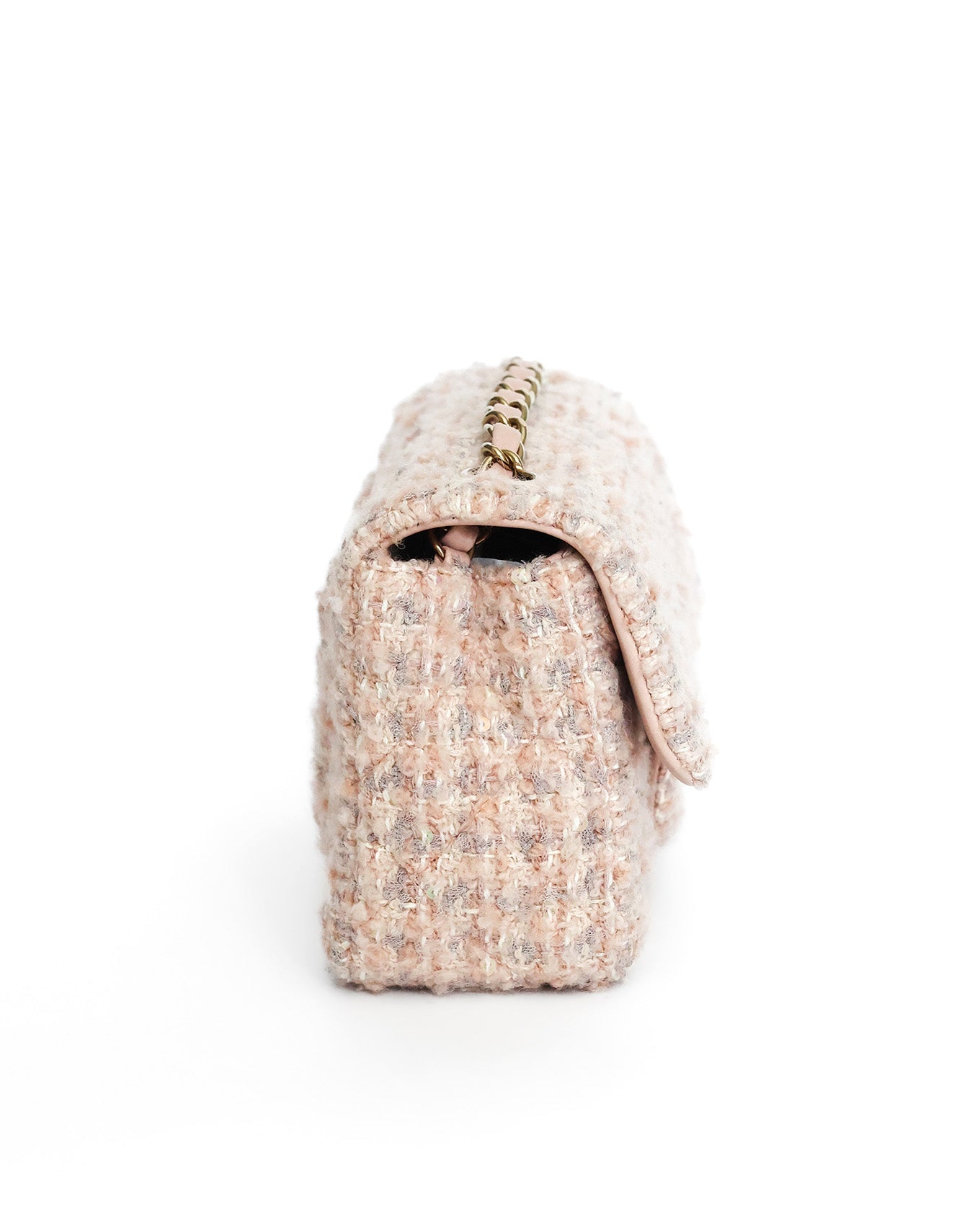 Chanel Light Pink Tweed Mini Rectangular Flap Bag with Sequins 2024