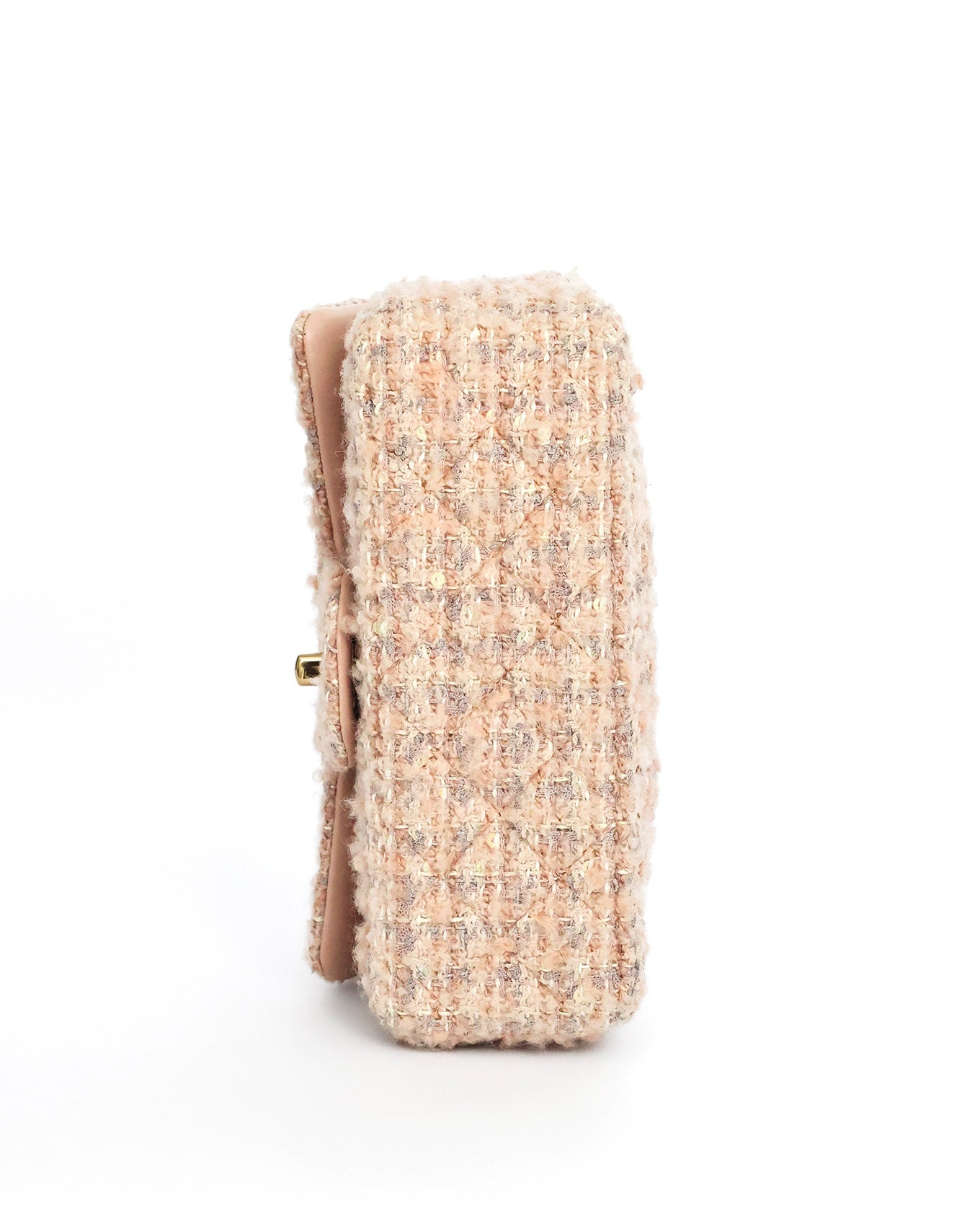 Chanel Light Pink Tweed Mini Rectangular Flap Bag with Sequins 2024