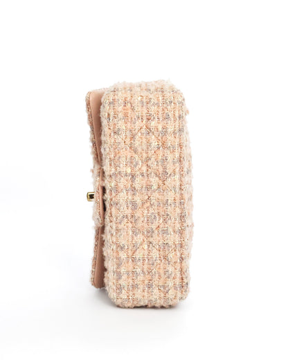 Chanel Light Pink Tweed Mini Rectangular Flap Bag with Sequins 2024
