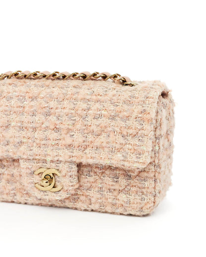 Chanel Light Pink Tweed Mini Rectangular Flap Bag with Sequins 2024