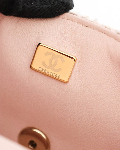 Chanel Light Pink Tweed Mini Rectangular Flap Bag with Sequins 2024