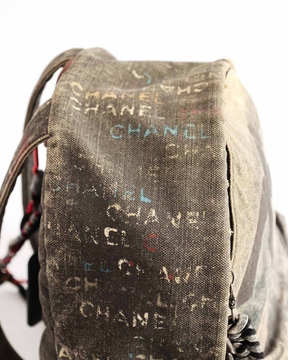 Chanel SS14 Artclass Grey Canvas Large Graffiti Backpack