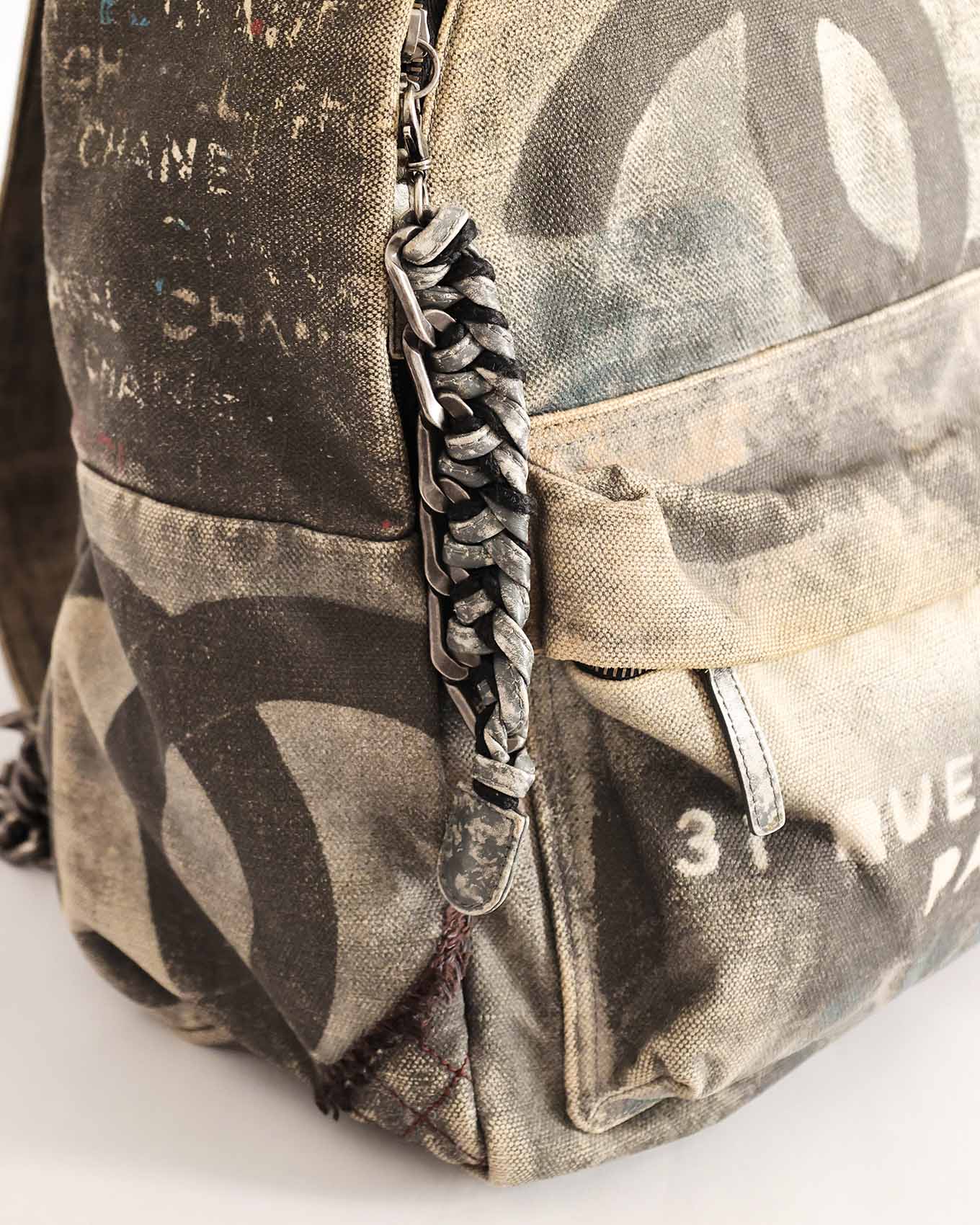 Chanel SS14 Artclass Grey Canvas Large Graffiti Backpack