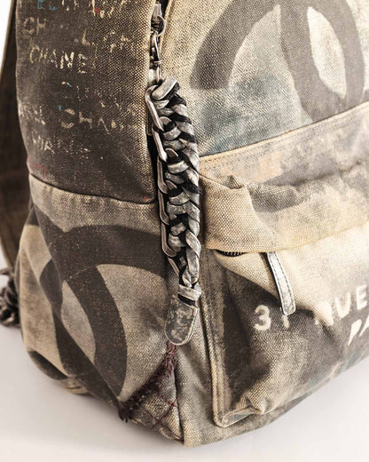 Chanel SS14 Artclass Grey Canvas Large Graffiti Backpack