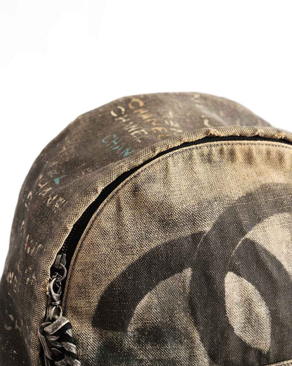 Chanel SS14 Artclass Grey Canvas Large Graffiti Backpack