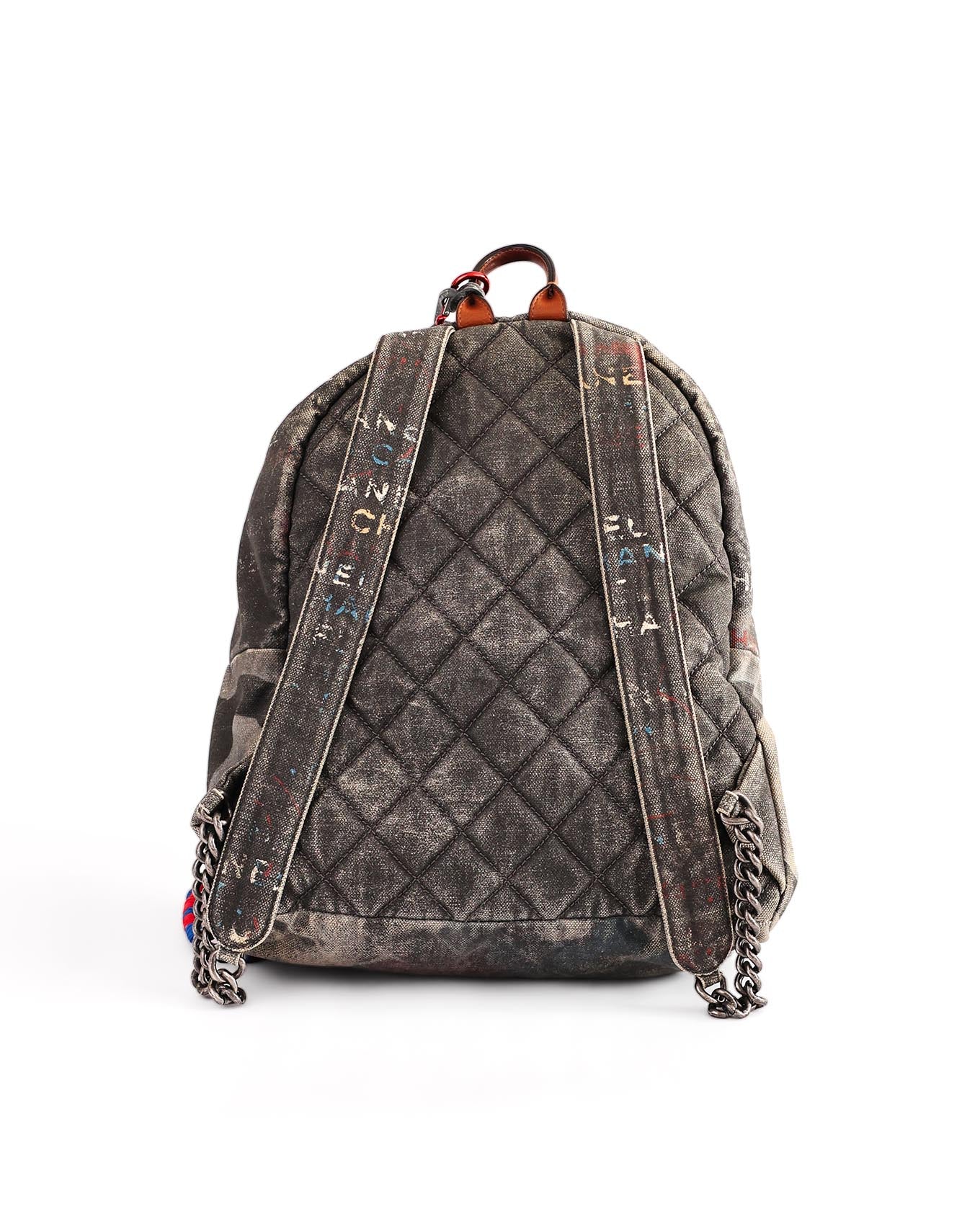 Chanel SS14 Artclass Grey Canvas Large Graffiti Backpack