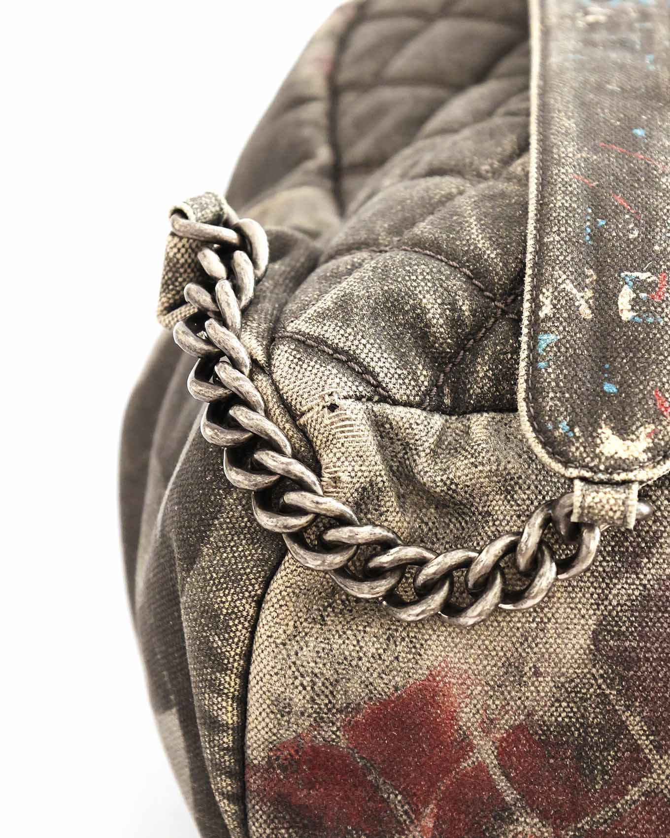 Chanel SS14 Artclass Grey Canvas Large Graffiti Backpack
