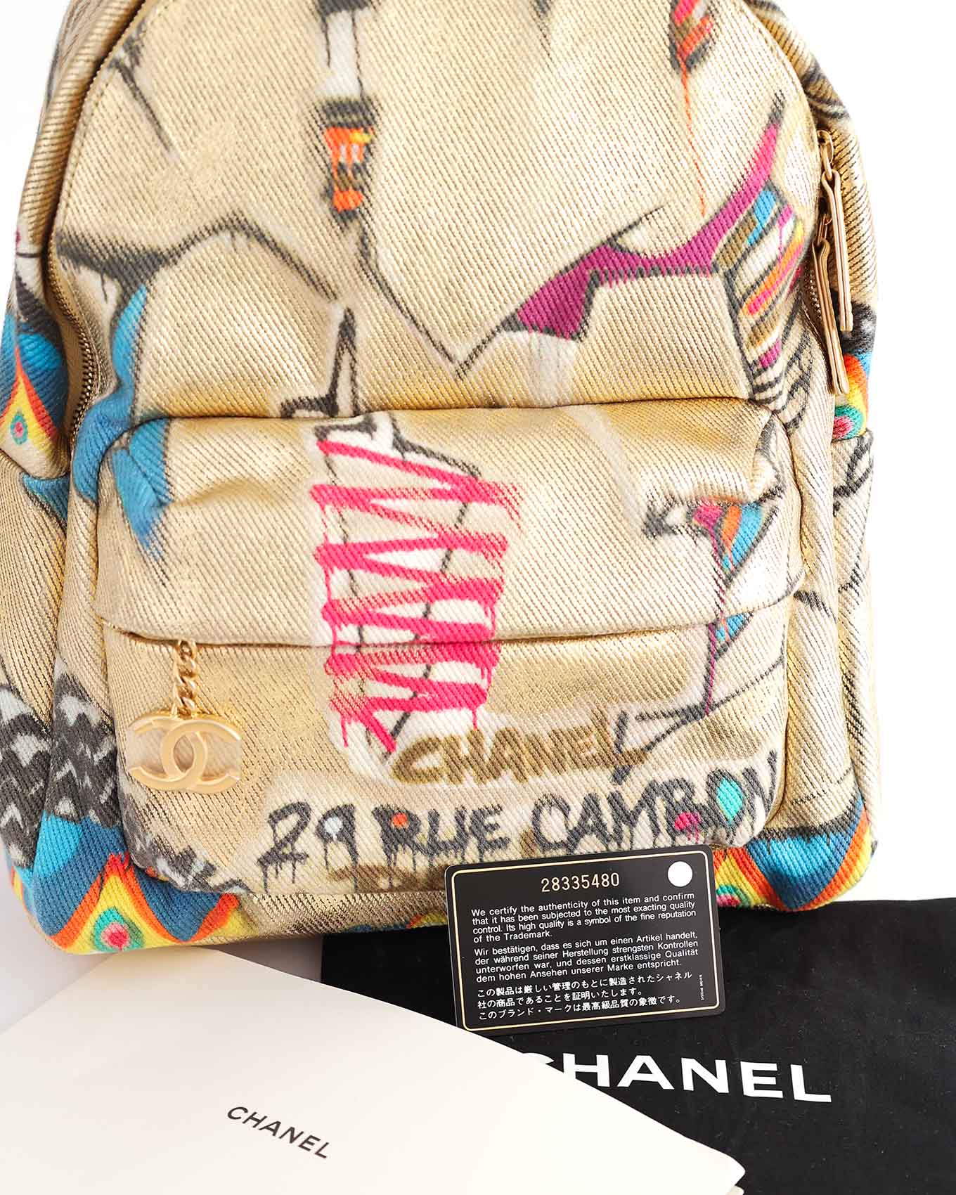 Chanel Pre Fall 2019 Egypt Street Spirit Gold Graffiti Backpack
