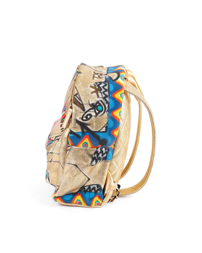 Chanel Pre Fall 2019 Egypt Street Spirit Gold Graffiti Backpack | ELUXE STORE
