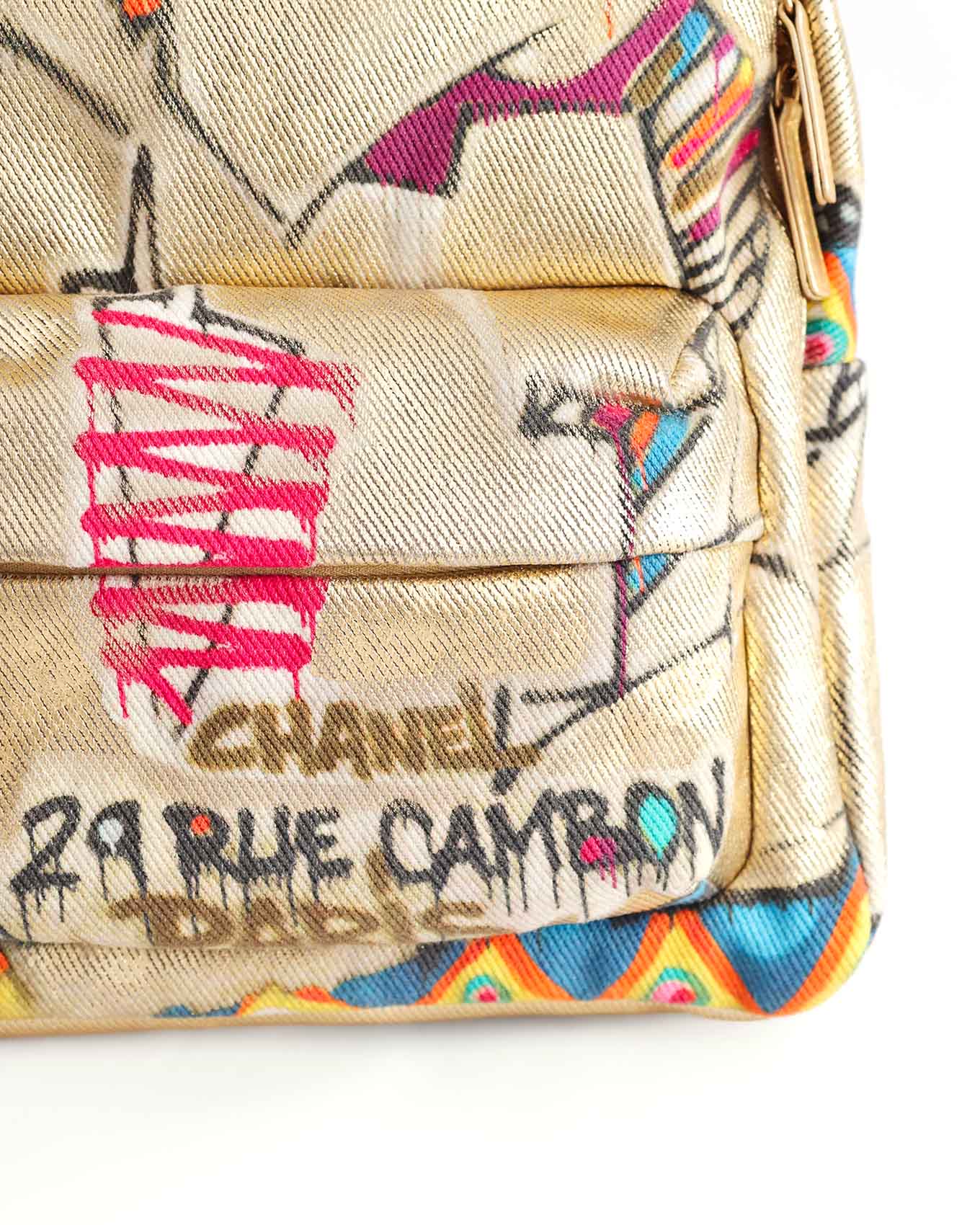 Chanel Pre Fall 2019 Egypt Street Spirit Gold Graffiti Backpack