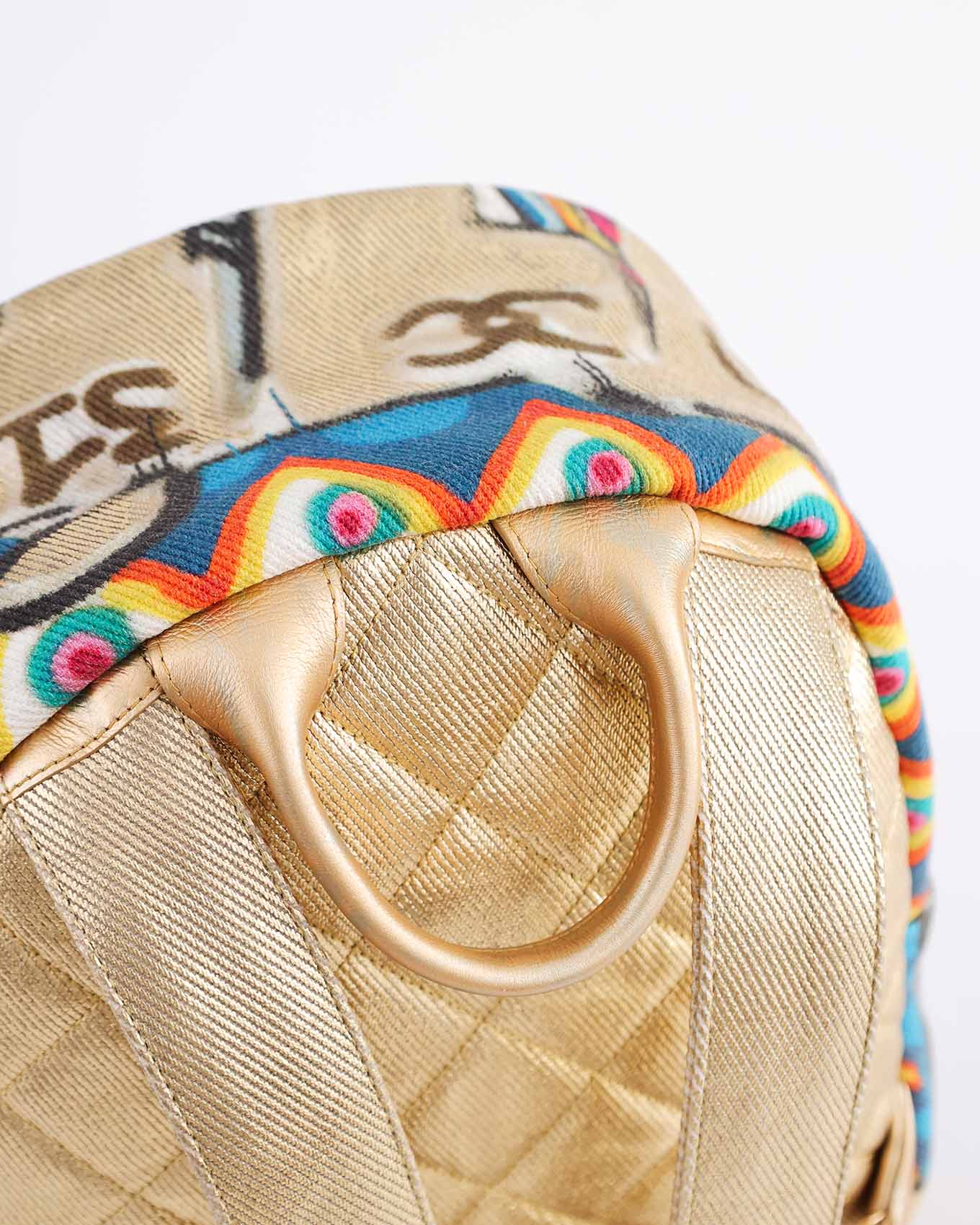 Chanel Pre Fall 2019 Egypt Street Spirit Gold Graffiti Backpack