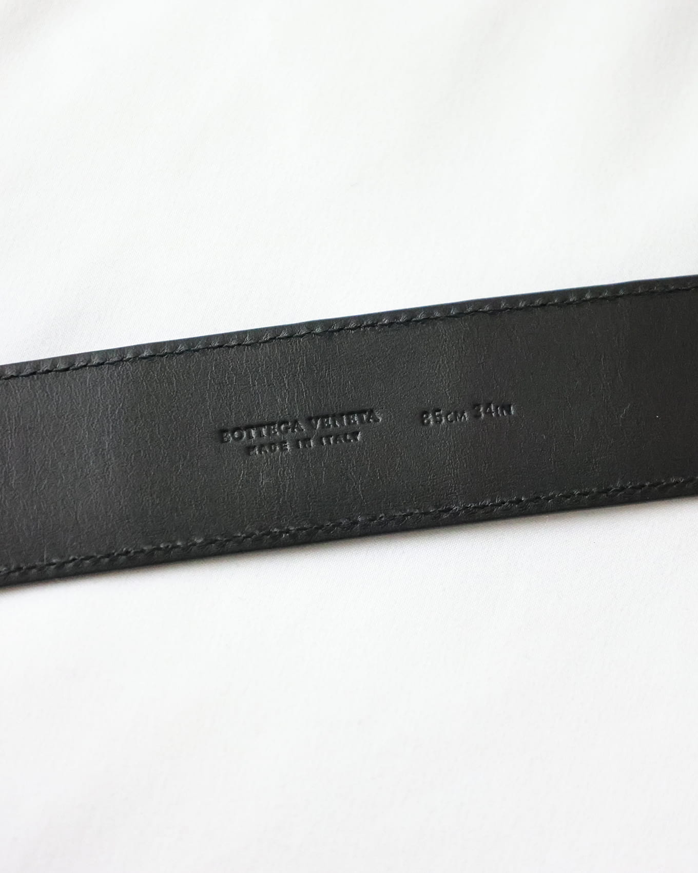 Bottega Veneta Mens Matte Black Crocodile Skin Belt