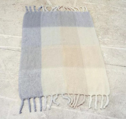 Céline by Phoebe Philo FW17 Runway Grey Checkered Oversized Fuzzy Mohair Throw Blanket
