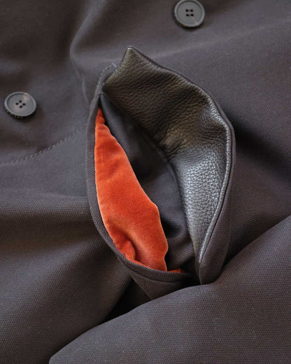 Loro Piana Black Belted Heavy Cotton Fur Collar Coat