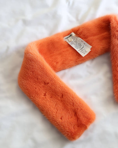 Old Céline by Phoebe Philo FW16 Fall Winter 2016 Orange Shaved Mink Fur Scarf